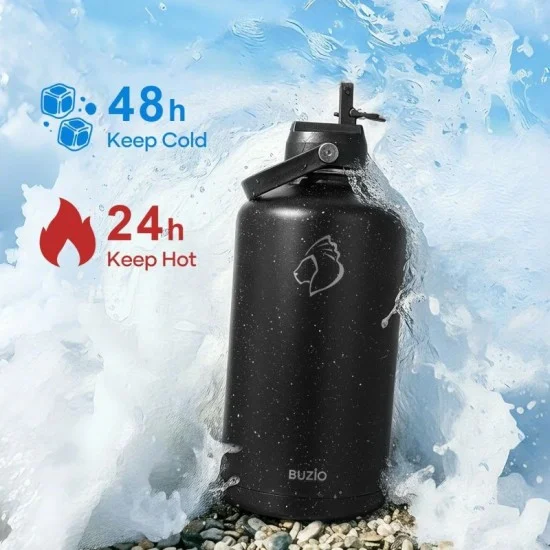 Buzio Duet Series Gallon Bottle with 2 Lids and Sleeve 3.8L - Starry Black